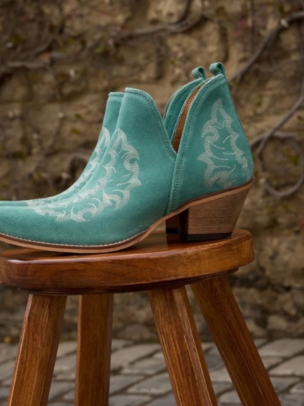 Myra Bag Teal Suede Cutout Ankle Booties